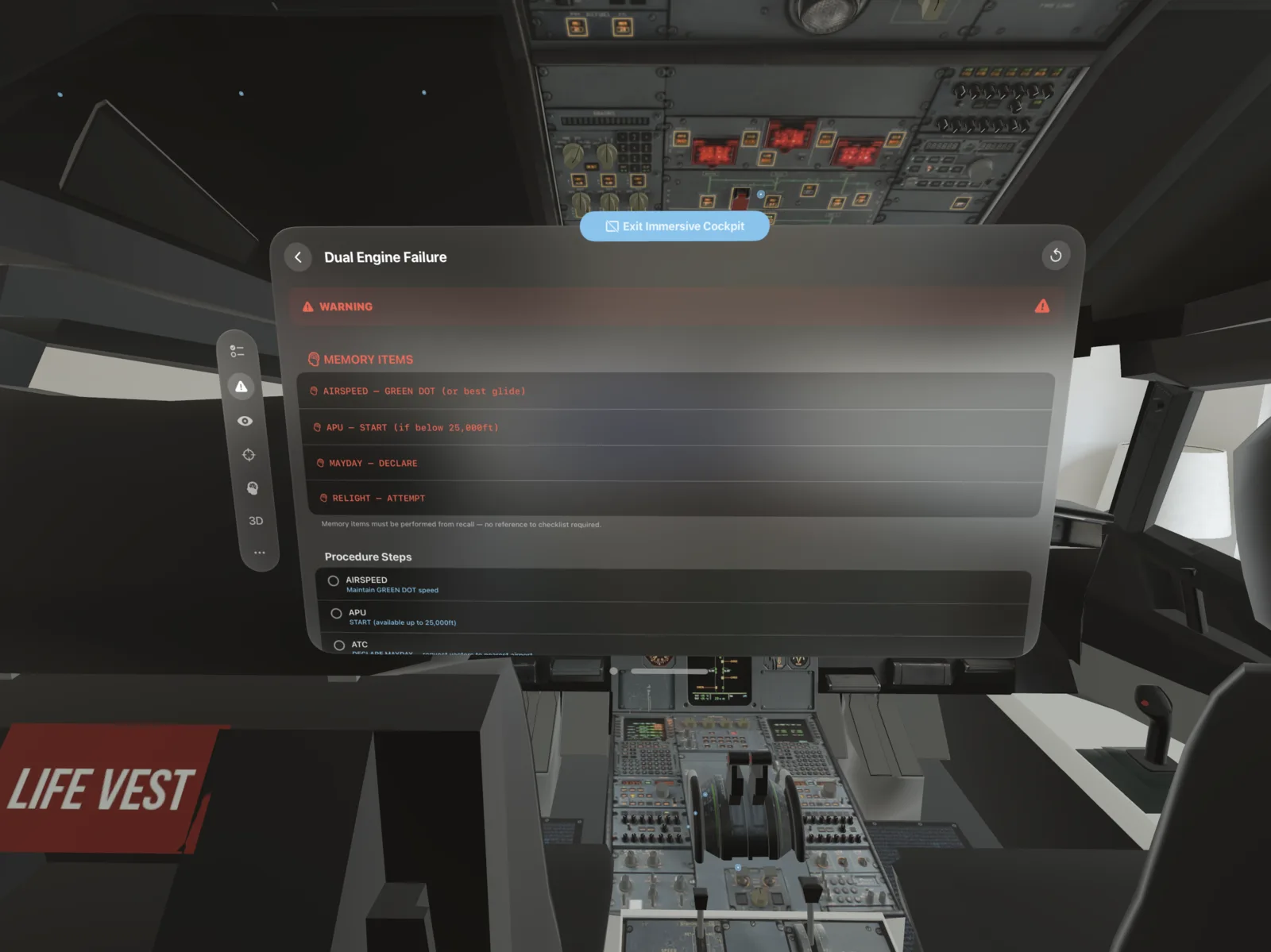 A320 Guide on Apple Vision Pro — POH Reference sections