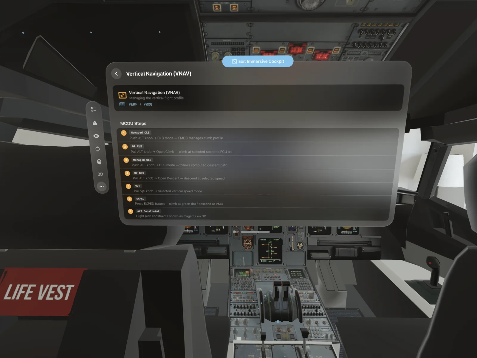 A320 Guide on Apple Vision Pro — Performance Reference V-speeds